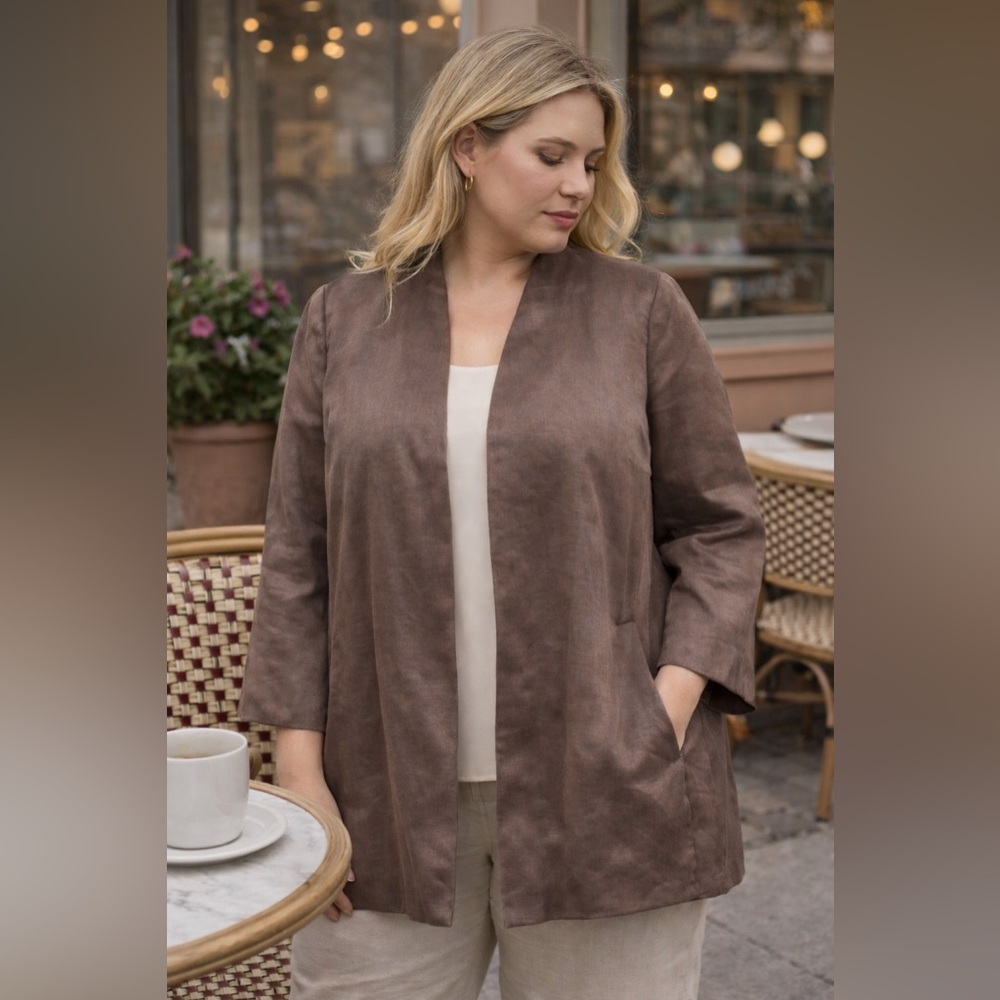 Eileen Fisher Linen Silk Blazer Size 2X